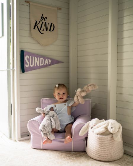 Love this little girl corner we created! This plush chair could not be a better size for Sunday!

#LTKkids #LTKfamily #LTKhome
