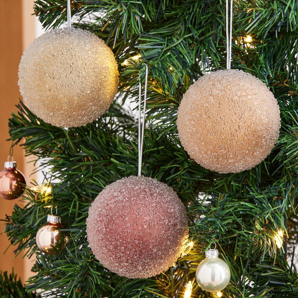 Sugar Dipped Tonal Ball Ornaments - Warm (Set of 3) | West Elm (US)