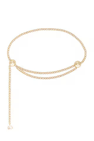 Lele Sadoughi Logo Chain Belt in Gold | FWRD | FWRD 