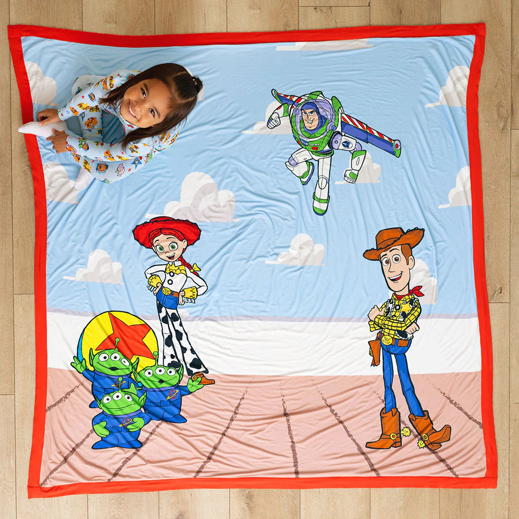 Character Blue Reversible Disney Toy Story Time & Toy Story Aliens Luxe Patoo\u00ae Blanket | Pos... | Posh Peanut