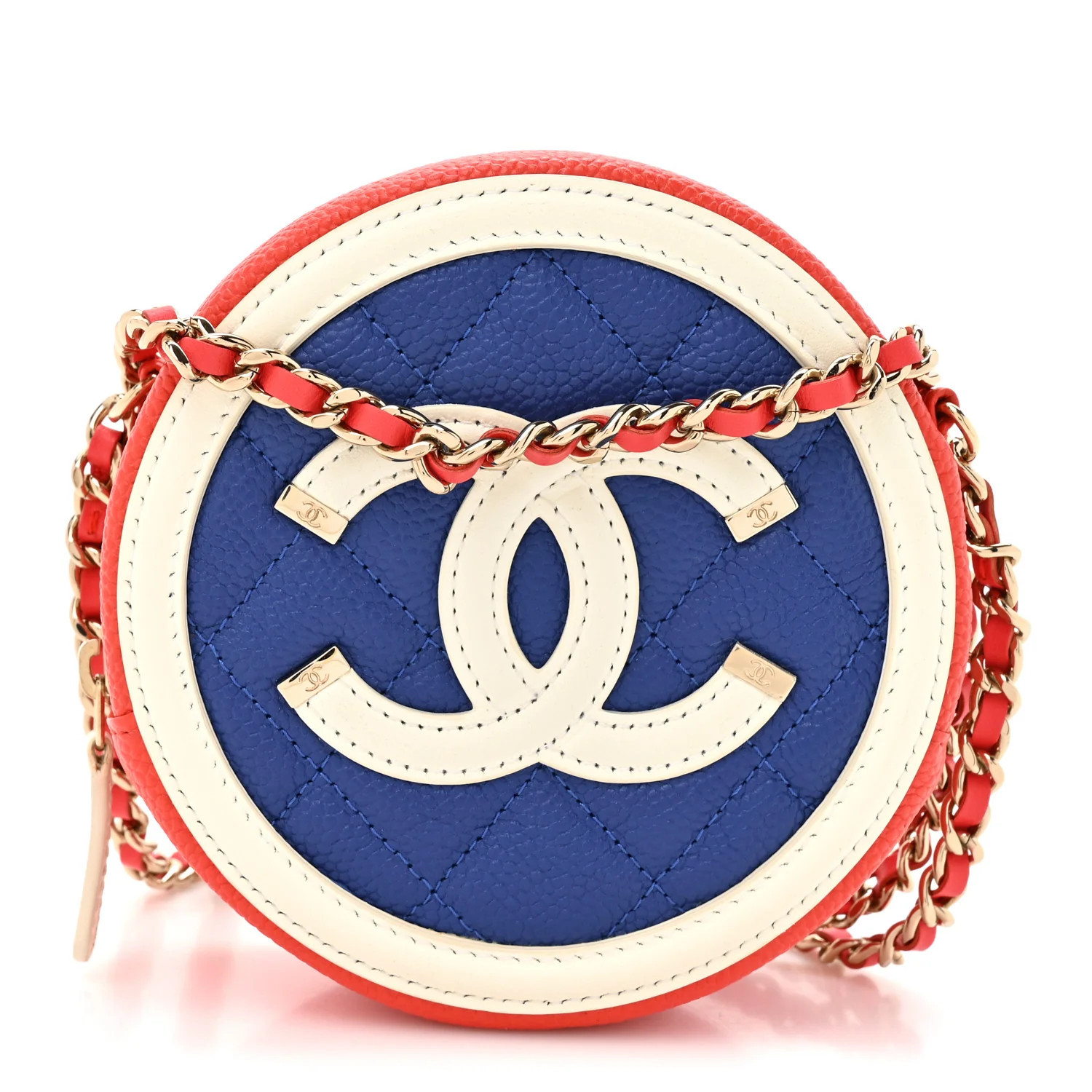 Chanel Caviar Quilted Round Filigree Crossbody Blue White Red | FASHIONPHILE (US)