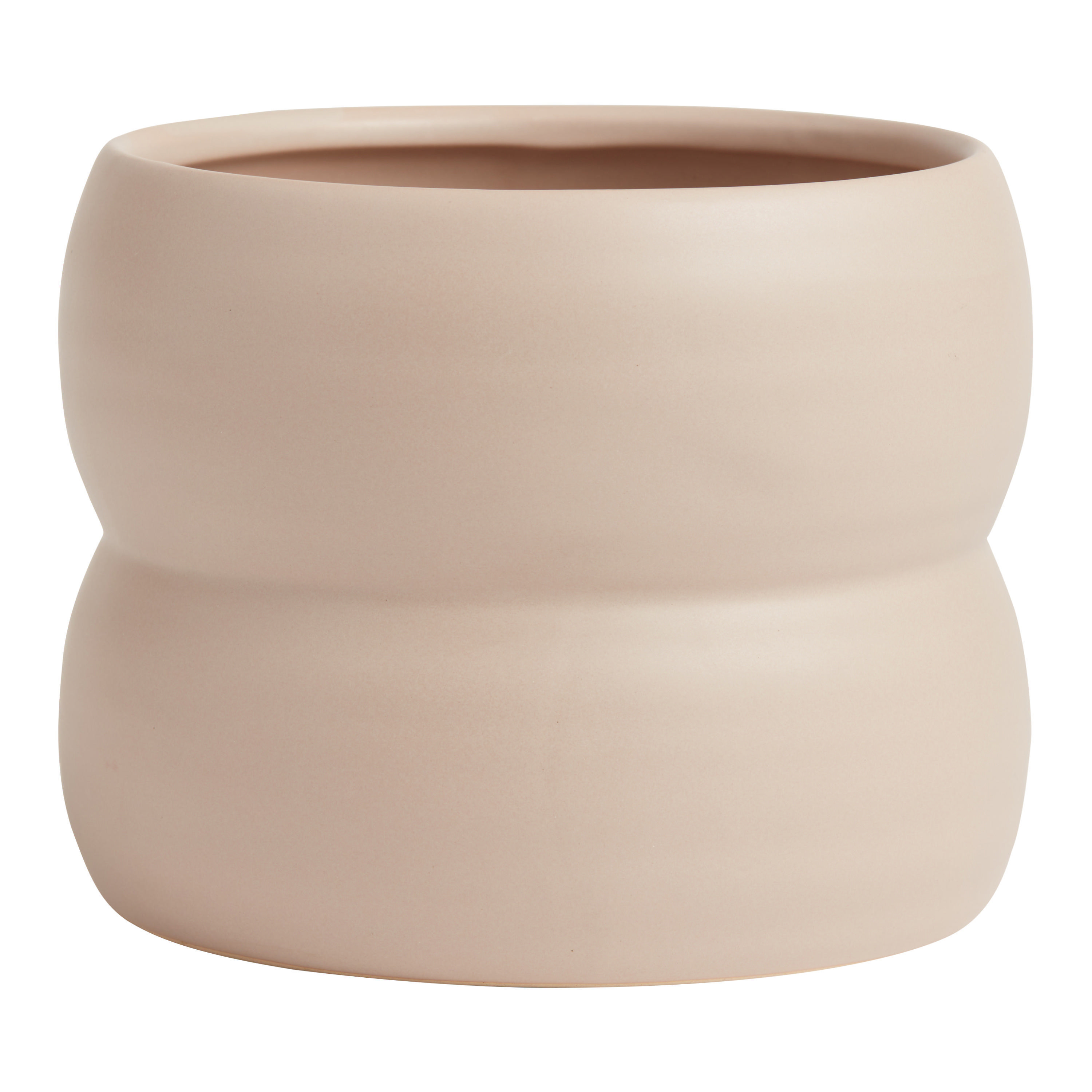 Taupe Double Ring Ceramic Planter | World Market