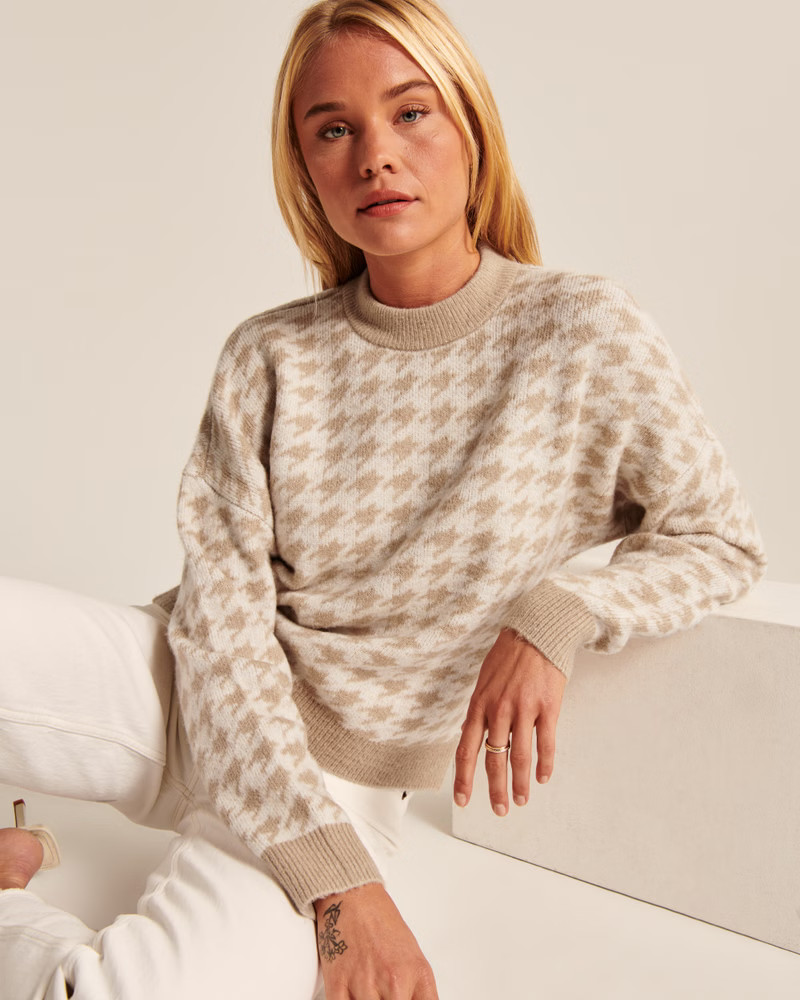 Houndstooth Patterned Sweater | Abercrombie & Fitch (US)