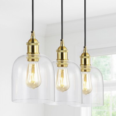 JONATHAN  Y  Cooper Modern/contemporary Transitional 3-Light Brass Gold Farmhouse Clear Glass Be... | Lowe's