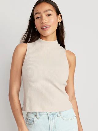 Fitted Sleeveless Mock-Neck Top for Women | Old Navy (CA)