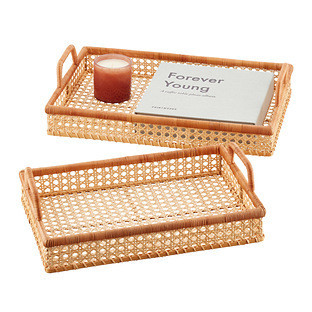 The Container Store® Large Albany Rattan Cane Tray Natural | The Container Store