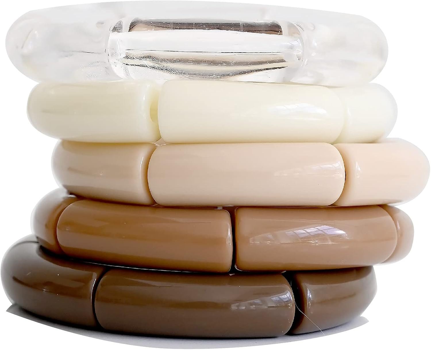 Rool, Beaded Bracelets for Women, Acrylic Boca Beads Bangles, Stackable Stretchable Elastic Chunk... | Amazon (US)