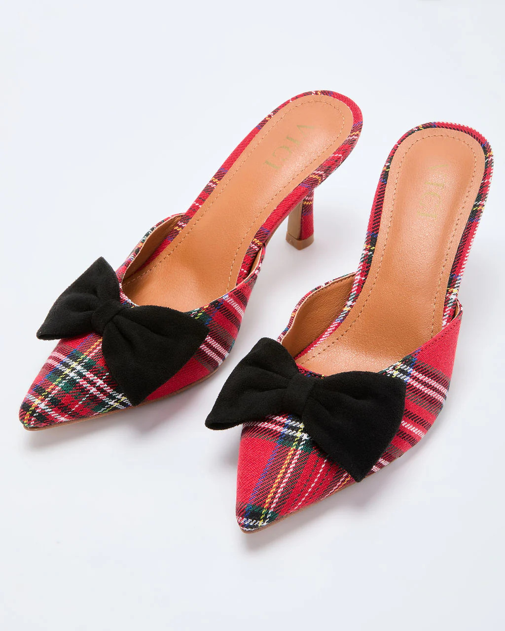 Ashby Plaid Print Velvet Bow Mules | VICI