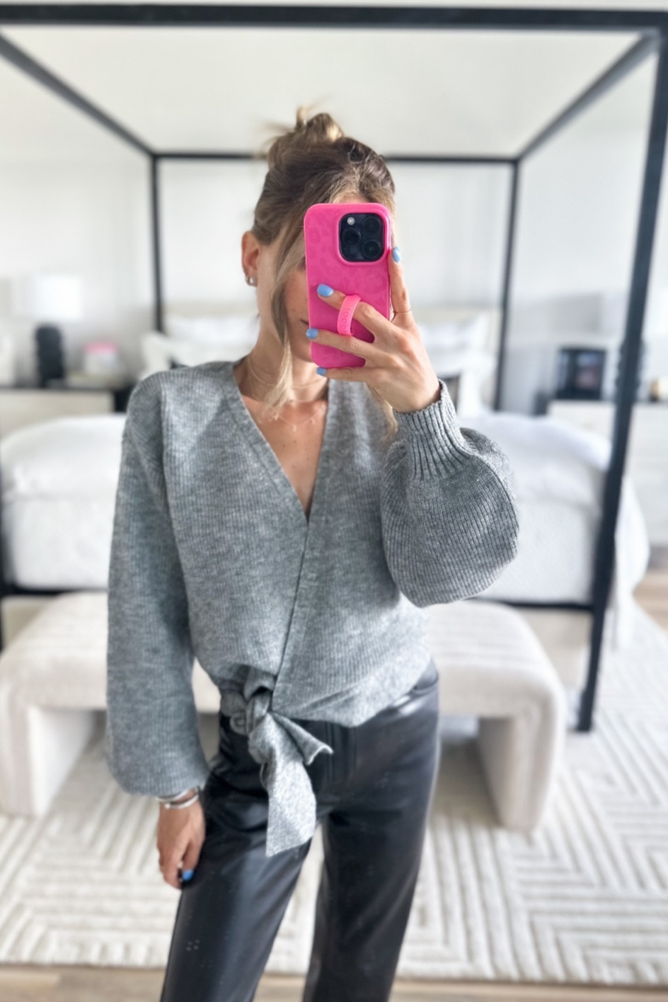 Grey wrap clearance sweater