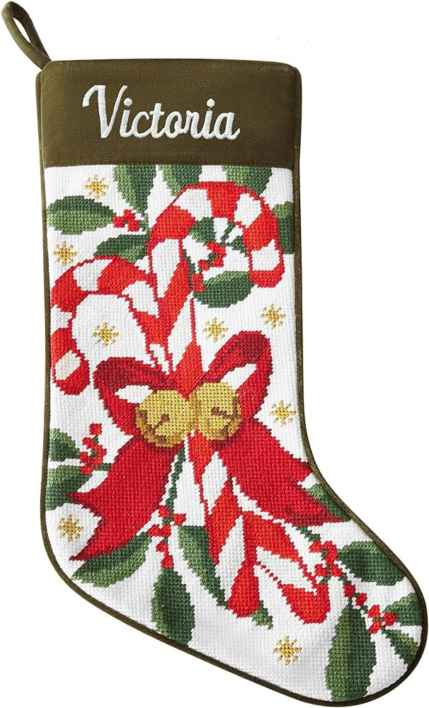 Amazon.com: Let's Make Memories Personalized Needlepoint Christmas Stocking - Embroidered Family ... | Amazon (US)