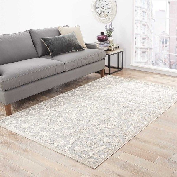 Copper Grove Rubyrock Floral Grey/ White Area Rug - 8'10" x 11'9" | Bed Bath & Beyond