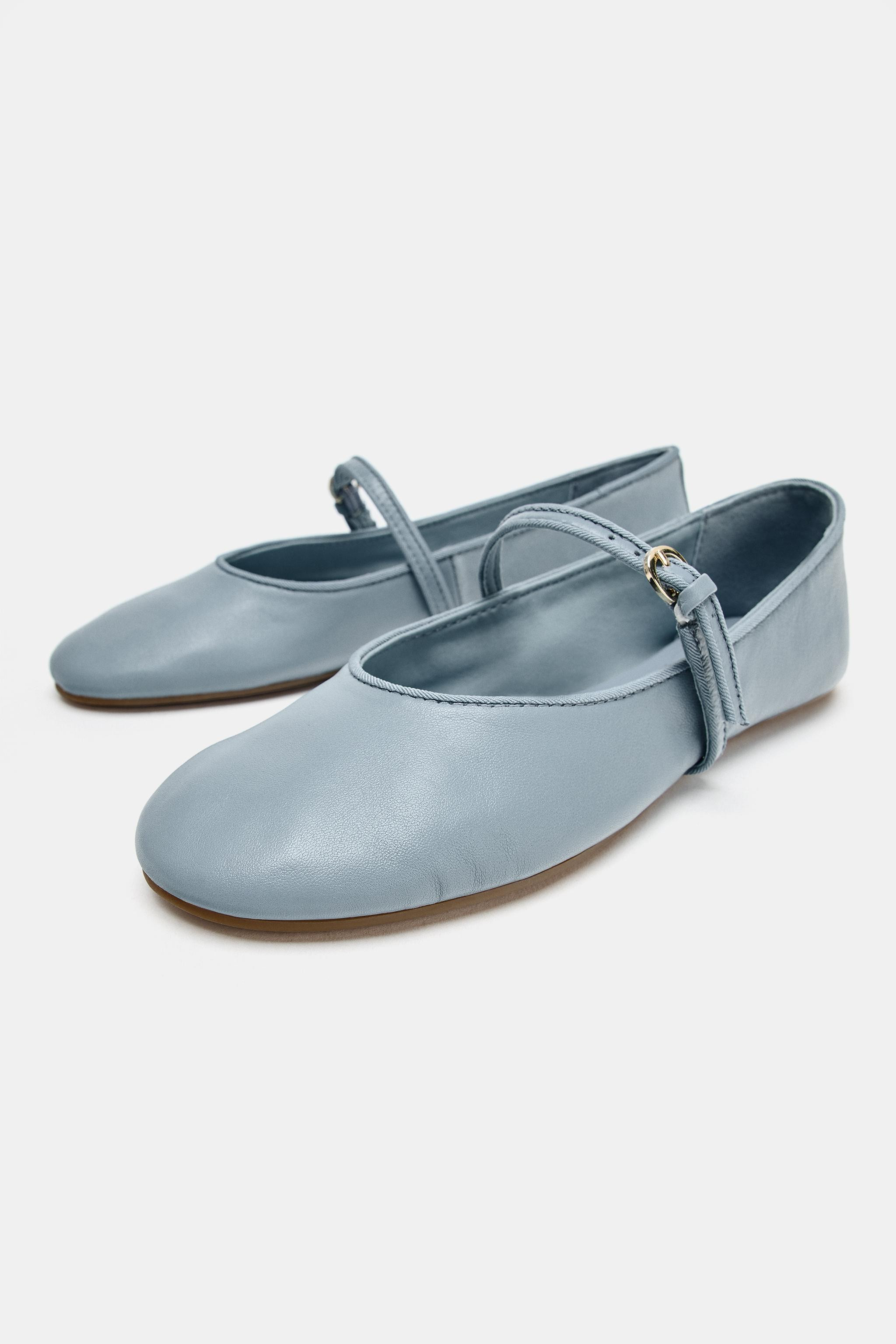 LEATHER BALLET FLATS | Zara UK