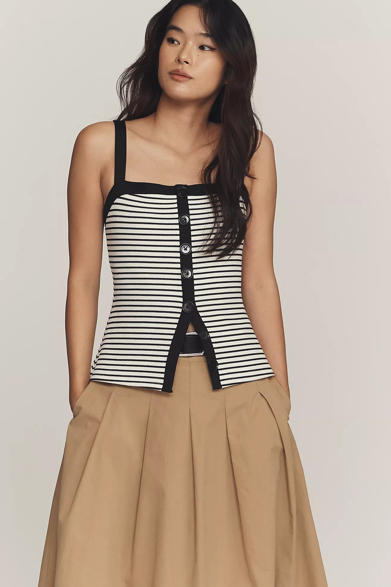 Maeve Square-Neck Button-Front Tank Top | Anthropologie (US)