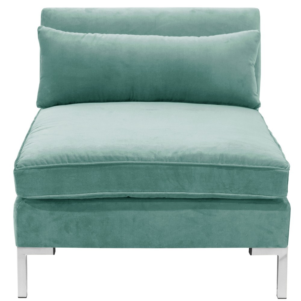 Alexis Armless Chair with Silver Metal Y Legs Teal Velvet - Cloth & Co., Adult Unisex, Blue Velvet | Target