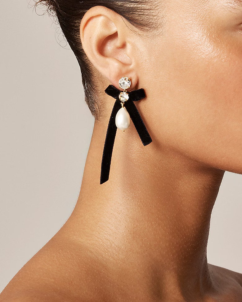 Bow pearl drop earrings | J. Crew US
