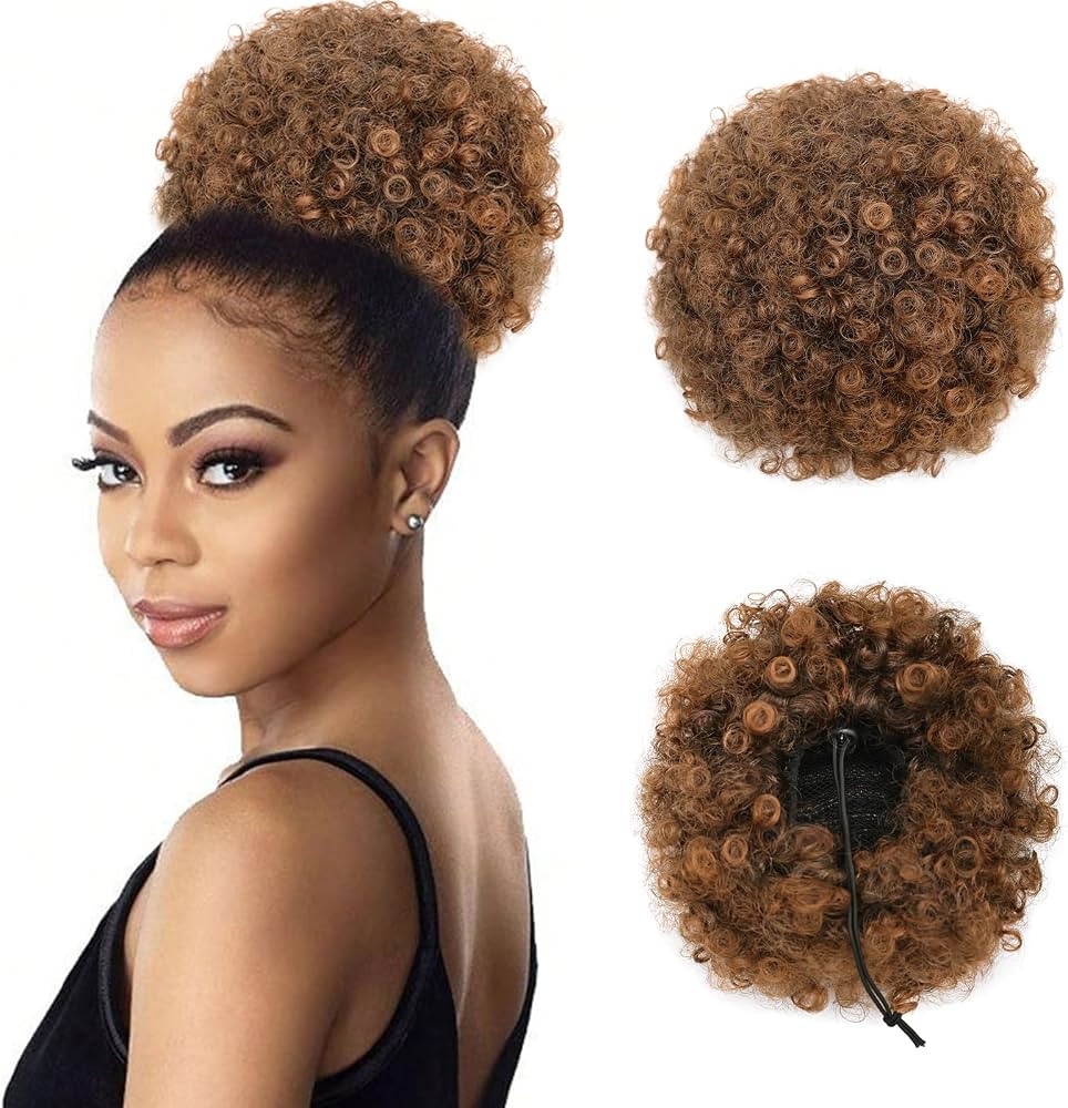 AISI QUEENS Synthetic Curly Puff Drawstring Ponytail Faux Buns Short Kinky Curly Hair Ponytail Ha... | Amazon (US)