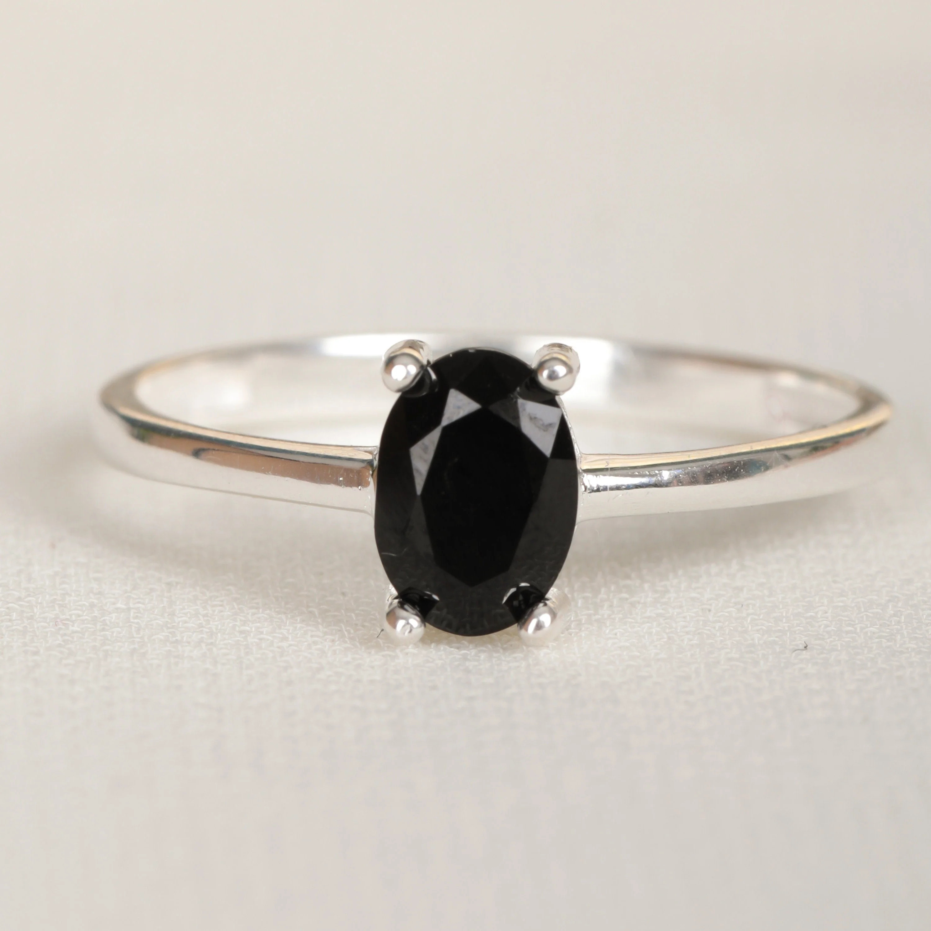 Dainty Black Obsidian Ring Rose Gold Plated / 5 | Casual Chic Boutique