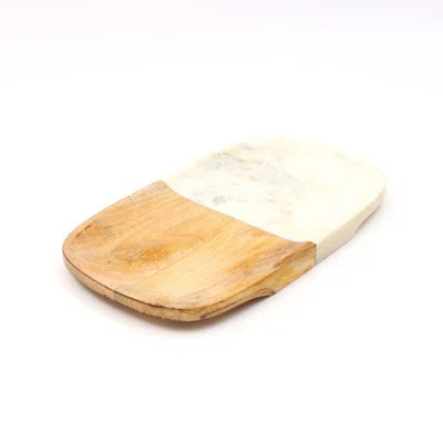 Handcrafted Wooden Cheese Board with Marble Inlay, Perfect for Elegant Serving and Cutting, 16x9 Inch | Wayfair North America