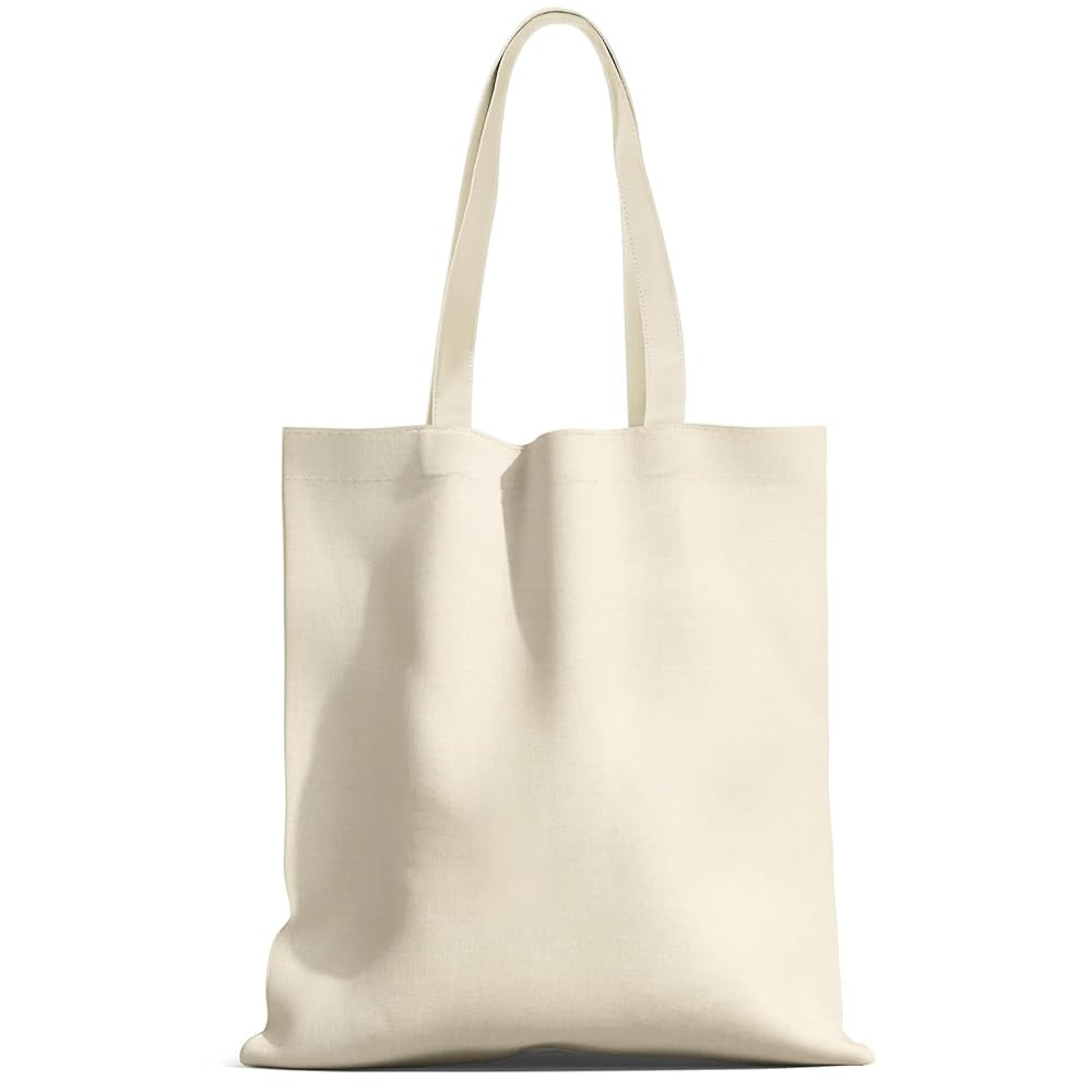 MOLOVA Premium Cotton Canvas Tote Bags, Natural Beige Plain Reusable Cloths with Handles for Gift... | Amazon (US)