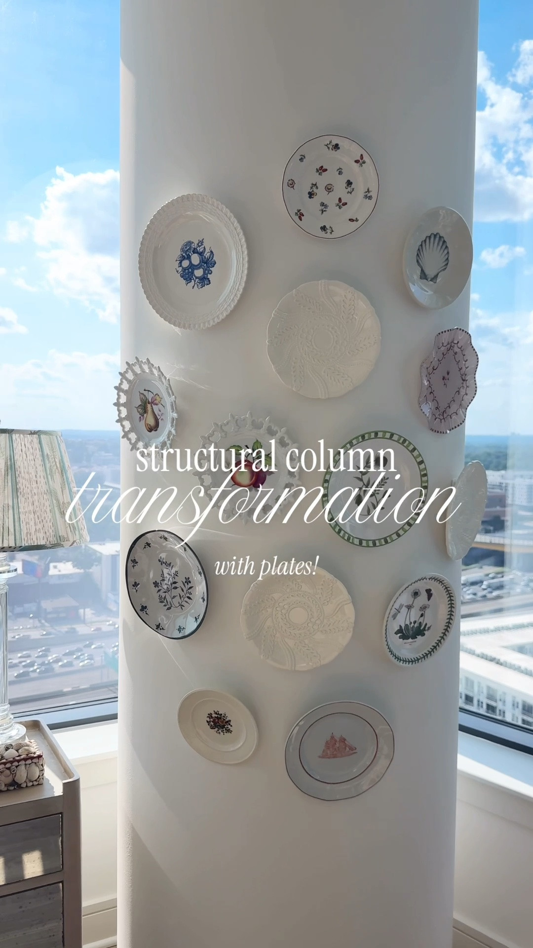 I wasn’t sure what to do with the solid concrete column in our apartment, until I remembered the magic of hanging plates!

They’re charming, personal, sculptural, and don’t have to be fussy if you mix up the patterns. I started collecting plates with center medallions, both new and vintage (eBay was my BFF here), and mixed in some pretty creamware to fill it out. And there’s room to keep filling it out as we find more!

#LTKHome