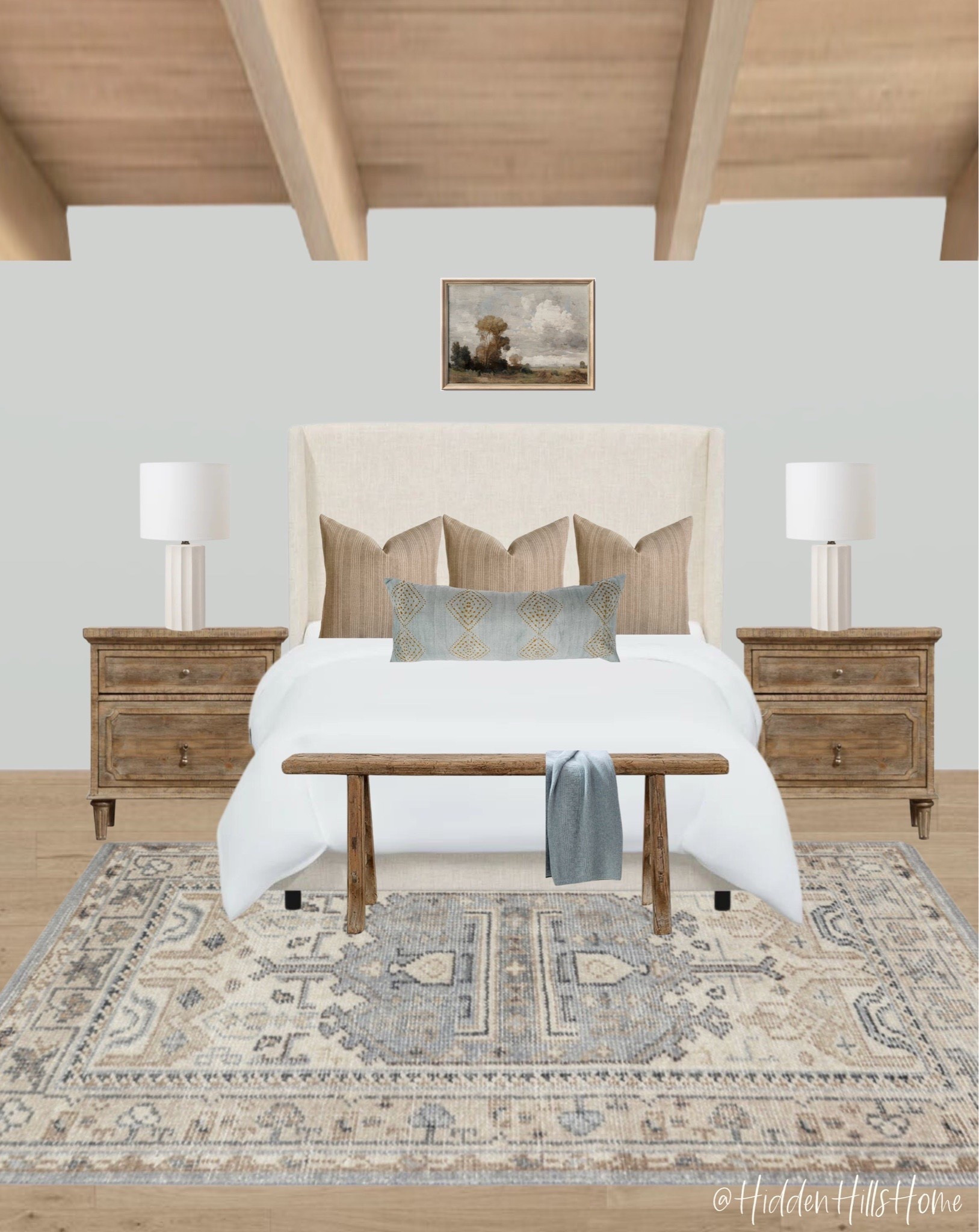 Bedroom decor mood board, bedroom design ideas, home decor, bedroom inspiration #bedroom
Wall color is SW Reflection 

#LTKHome #LTKSaleAlert