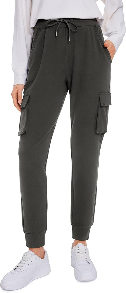 CRZ YOGA Womens Sweatpants Lightweight Cotton Cargo Joggers with 6 Pockets High Waisted Super Sof... | Amazon (US)