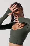 Sweetheart Long Sleeve Crop Top - Forestwood | POPFLEX