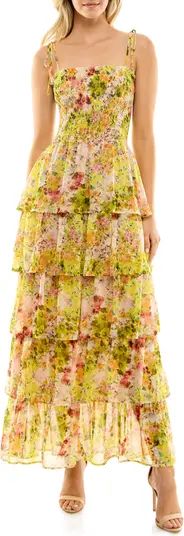 Floral Print Smocked Tiered Maxi Dress | Nordstrom
