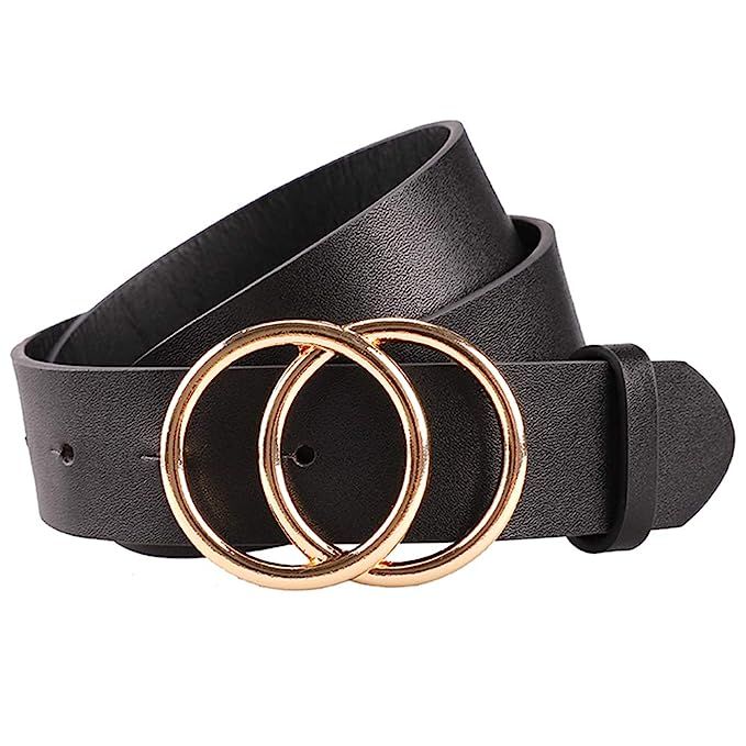 Earnda Women's Leather Belt Fashion Soft Faux Leather Waist Belts For Jeans Dress 1 1/4" Width | Amazon (US)
