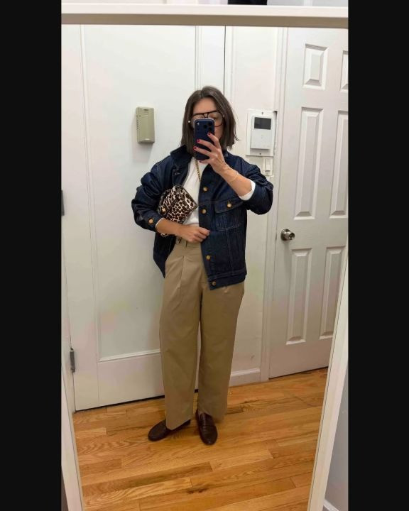 Dark denim, a white tee and sand trousers—with oxblood loafers and a little leopard. Keep the base simple and let the accessories add interest. Shop current pieces and alternatives from my original neutral-outfit collection below; the extra jackets are styling options, not all pictured.

Similar tags: Madewell Ashley ruched Oxblood loafers replace Jamie Haller Penny; YDAOWKN black-tortoise/gradient-brown aviators replace Era (one pair). The Michael Kors Laila calf-hair pochette replaces the ALDO Mirzzaa, with a different shape, material and strap. Quince Indigo Blue is a lighter-wash, different-cut alternative to Jamie Haller Loverboy and the original Quince color. The Nordstrom Rack brown/goldtone resin ring pendant is a different design and length from Riley, not the original studded disk necklace.

Pistola Bibi is Nightfall. The Banana Republic Barn Coat tag shows Dark Olive Green and is marked Similar; select Rinse Dark Wash for the collection color (XS and S available when checked). The Beau necklace is omitted because a suitable linked option was not verified. Other pictured details are styling context.

Affiliate links: I may earn a commission from purchases. More style ideas: https://www.itscasualblog.com/ #NeutralOutfit #FallOutfits 

 #LTKootd #LTKSeasonal