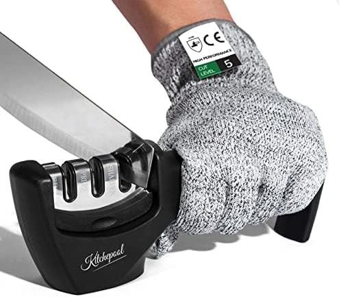 4-in-1 Knife Sharpener Kit with Cut-Resistant Glove, 3-Stage Quality Kitchen Knife Accessories to... | Amazon (US)