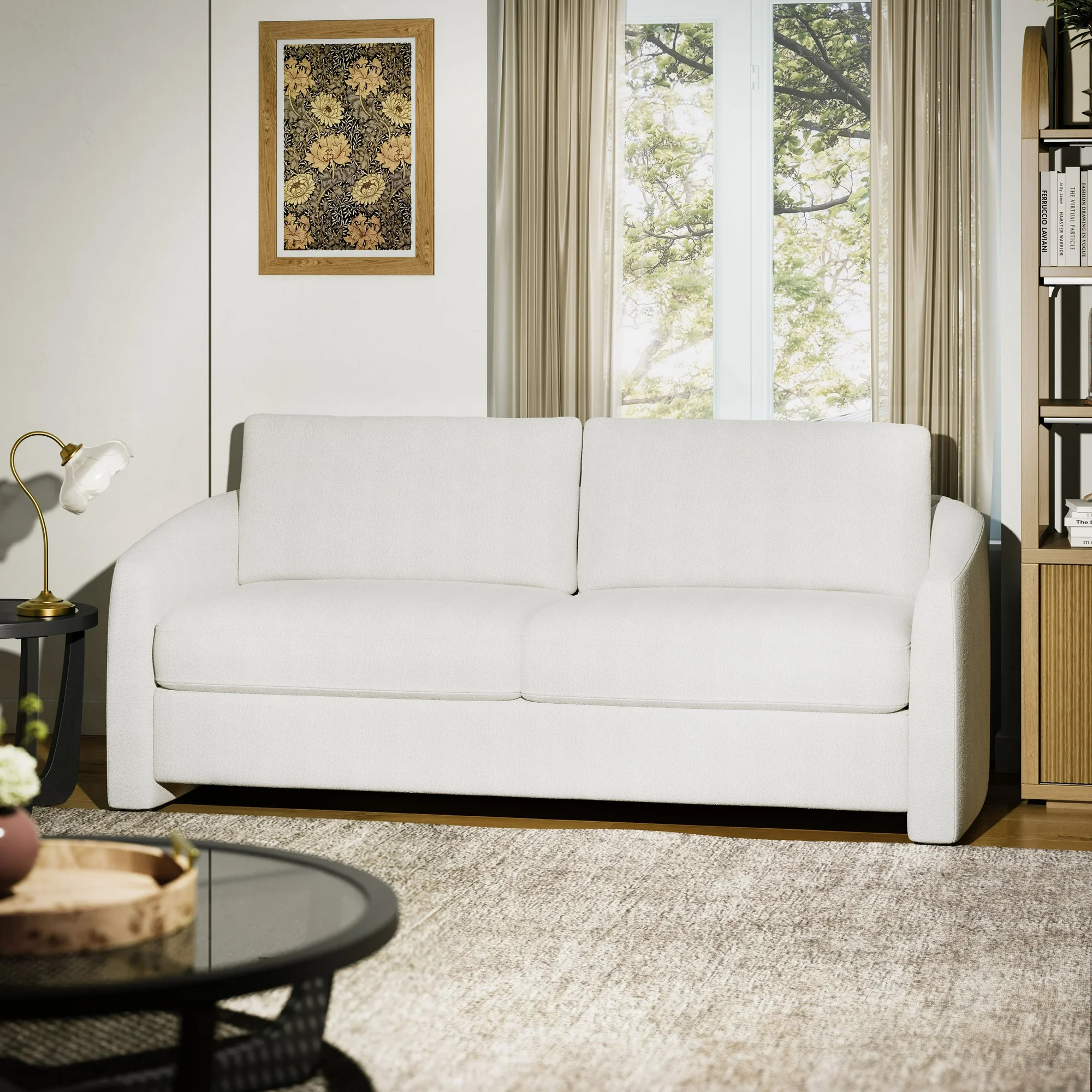 Beautiful Drew Small Space Sofa by Drew Barrymore, Cream Bouclé | Walmart (US)
