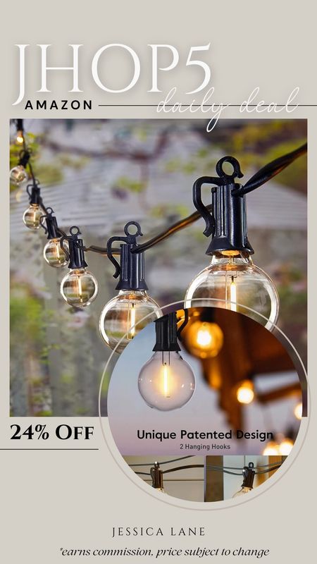 Amazon daily deal, save 24% on a set of outdoor string lights for patio and more. Outdoor lights, patio lighting, outdoor decor, Amazon deal, Amazon home, string lights

#LTKSeasonal #LTKsalealert #LTKhome