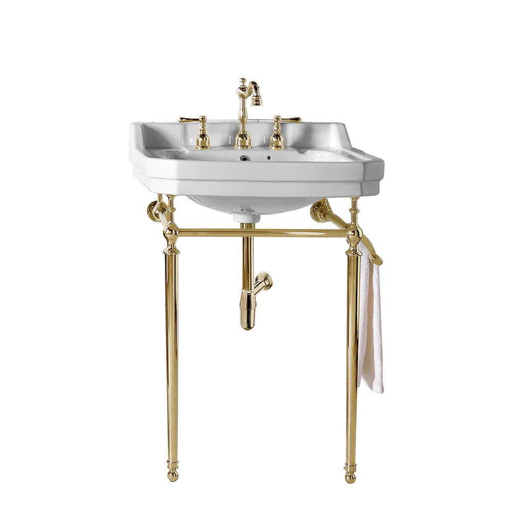 Wellington Single Console Sink in Brass | The Home Depot