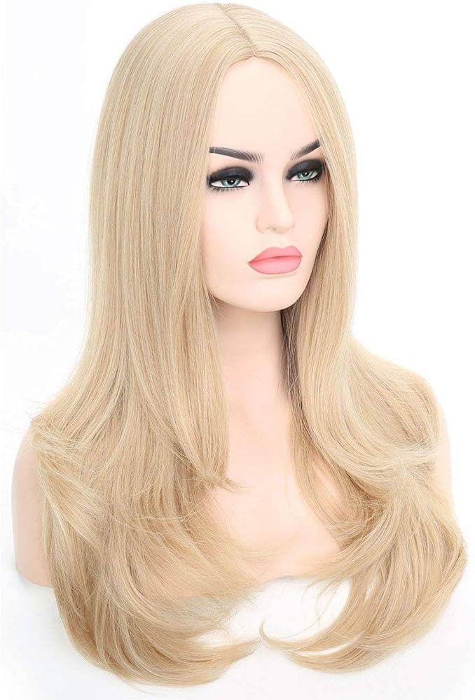 Blonde Wig for Women Long Synthetic Wig with Wavy Ends 22'' Natural Wave Cosplay Wig Glueless Hea... | Amazon (US)