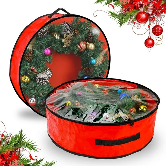 2 Pack Christmas Wreath Storage Container, Christmas Garland Storage Cover, Durable Tarp Material... | Walmart (US)
