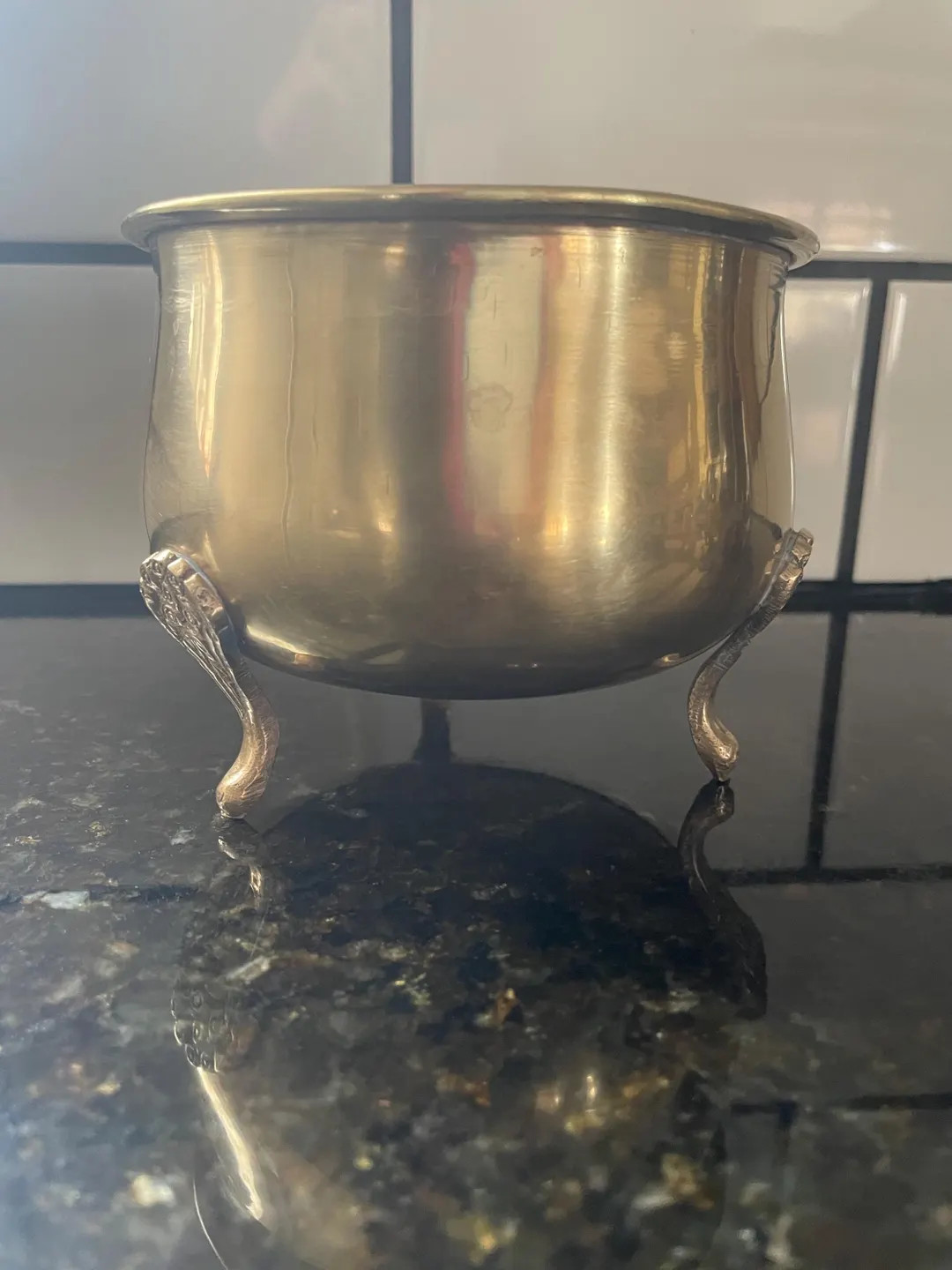 Vtg Solid Brass  India Hammered Brass Footed Plant/Pot. Original tags | Etsy (US)