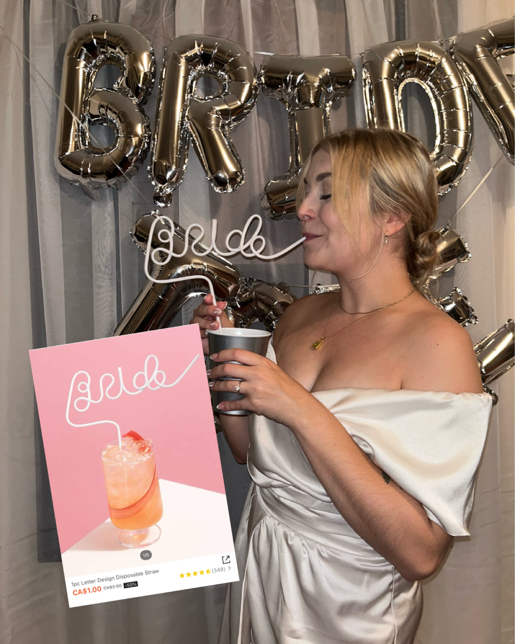 “Bride” straw! Perfect for the bride to be at her bachelorette, super affordable. Thank u SHEIN  

#LTKwedding #LTKunder50 #LTKsalealert