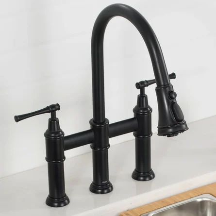 KPF-3121MB Allyn Transitional Pull Down Bridge Faucet With Accessories | Wayfair North America