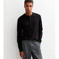 Men's Black Regular Long Sleeve Polo Top New Look | New Look (UK)