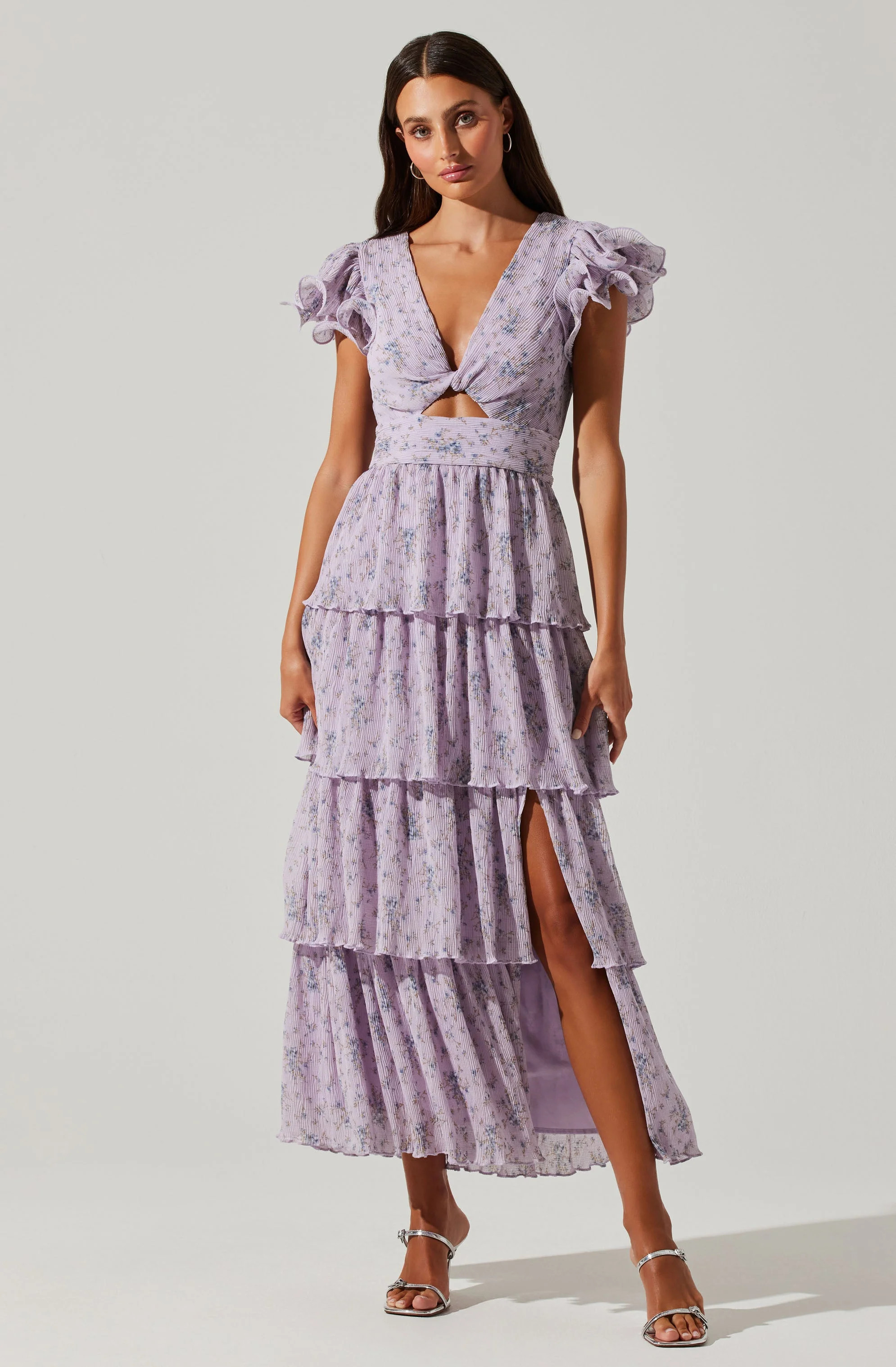 Emporia Floral Pleated Tiered Midi Dress | ASTR The Label (US)