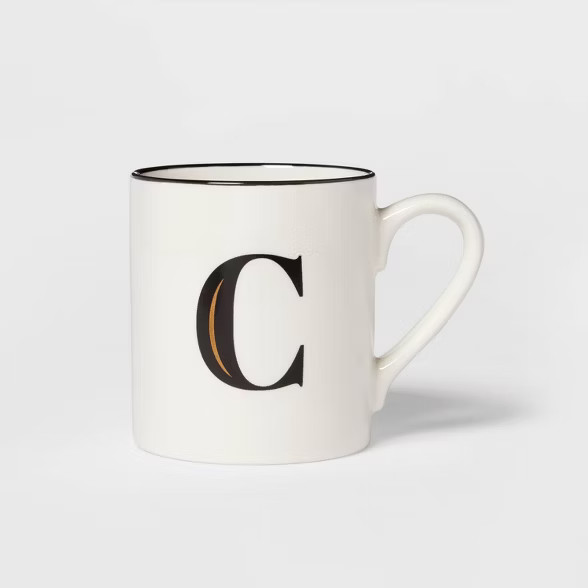 16oz Stoneware Monogram Mug White - Threshold™ | Target