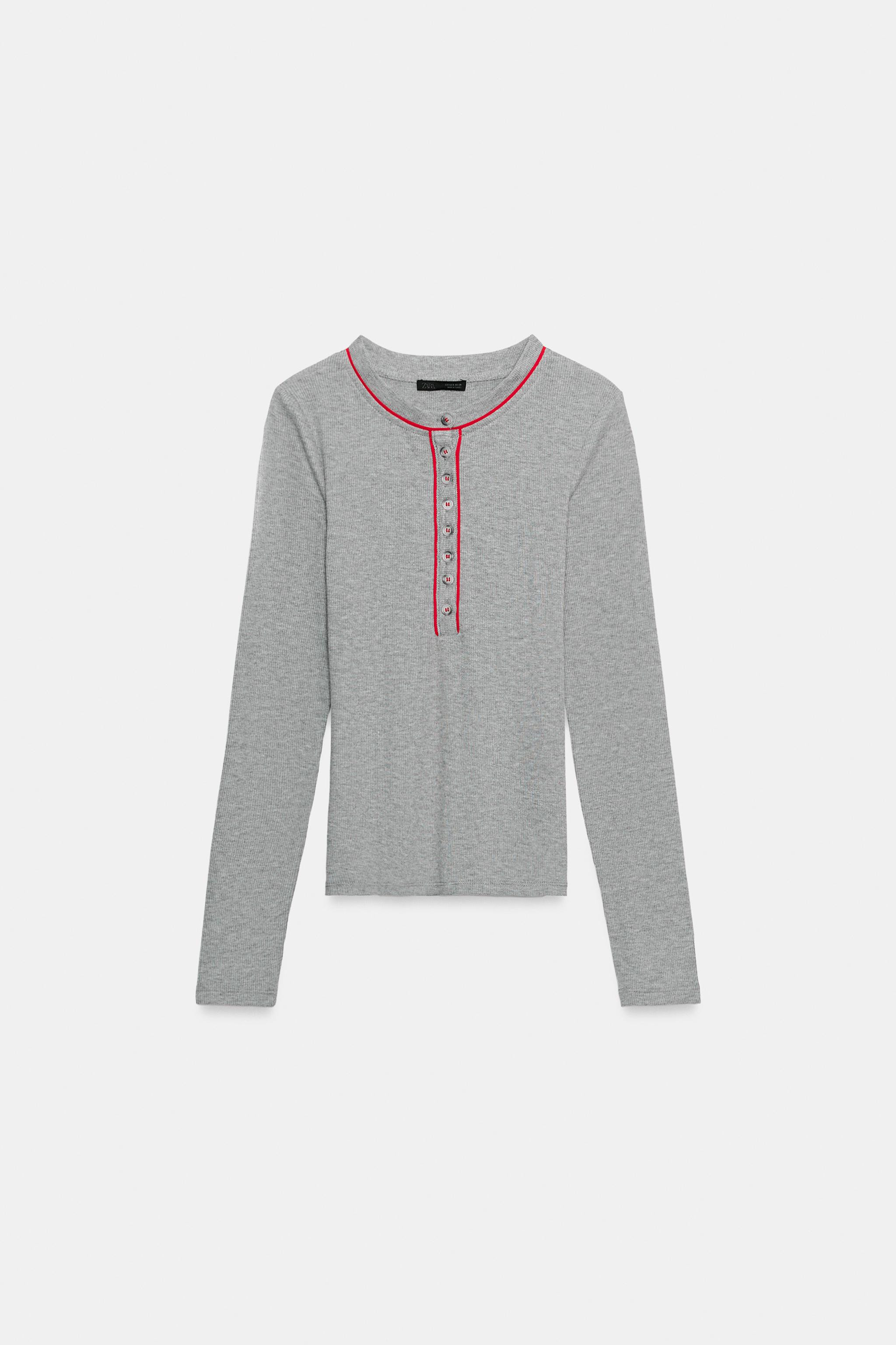 CONTRAST HENLEY T-SHIRT | Zara US