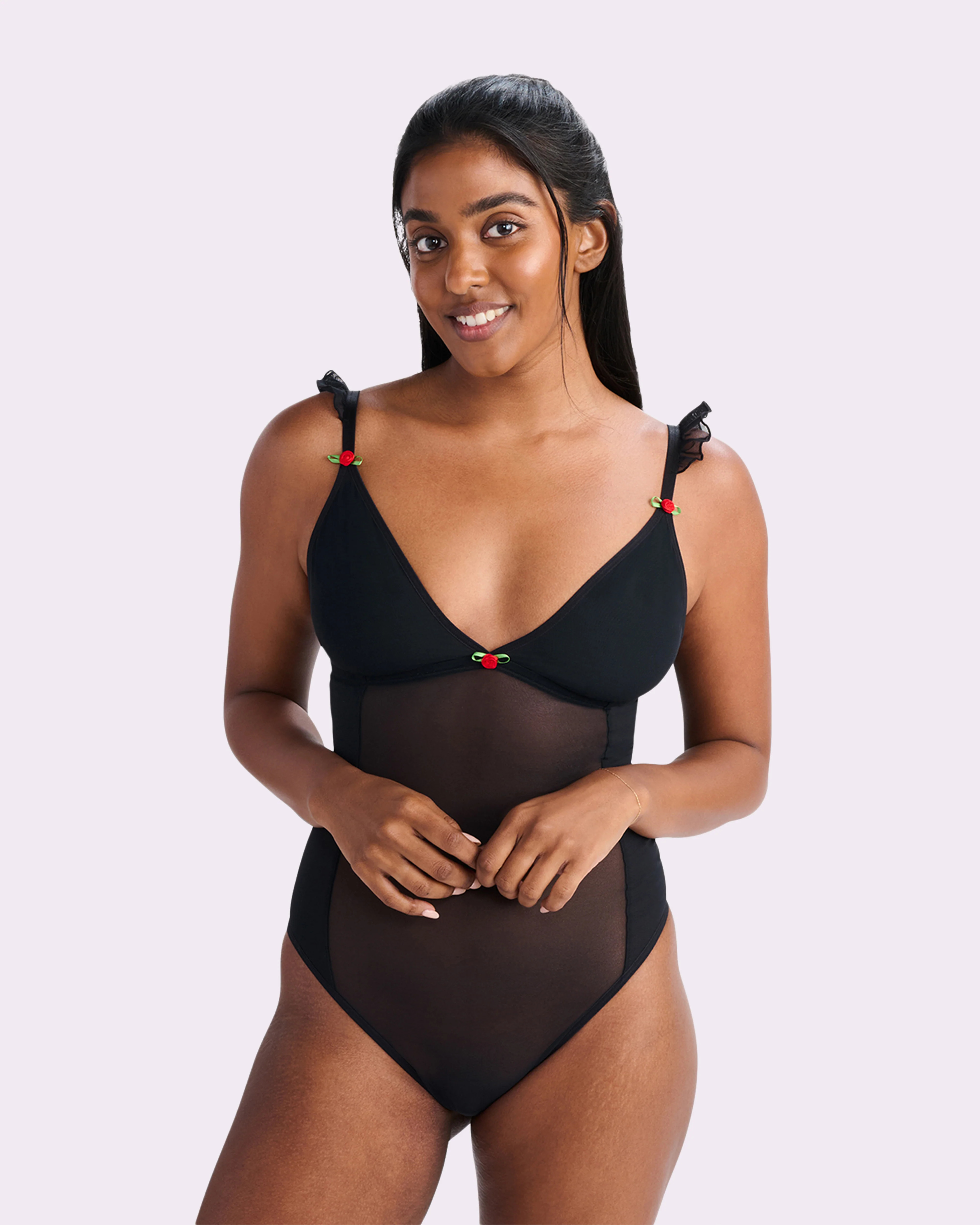 Silky Mesh Flutter Strap Bodysuit | Silky Mesh (Eightball) | Parade