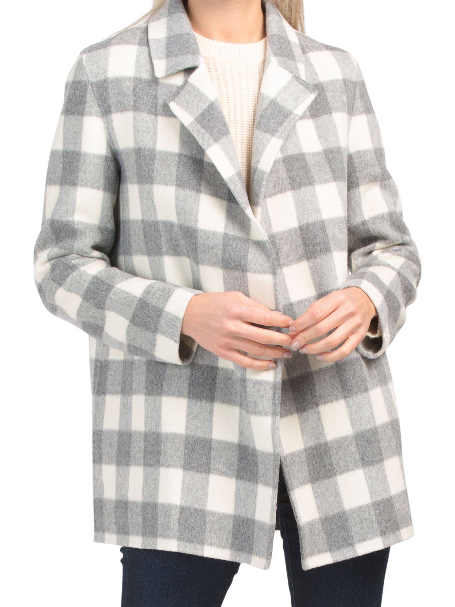 Wool And Cashmere Sileena Luxe Buffalo Plaid Jacket | TJ Maxx