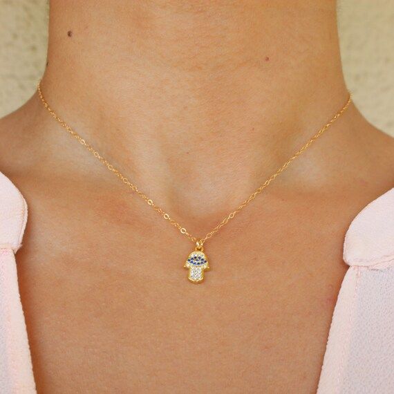 Evil Eye Necklace, Hamsa Necklace, Protection Necklace, Layered Necklace, Custom Necklace, Minimal H | Etsy (US)