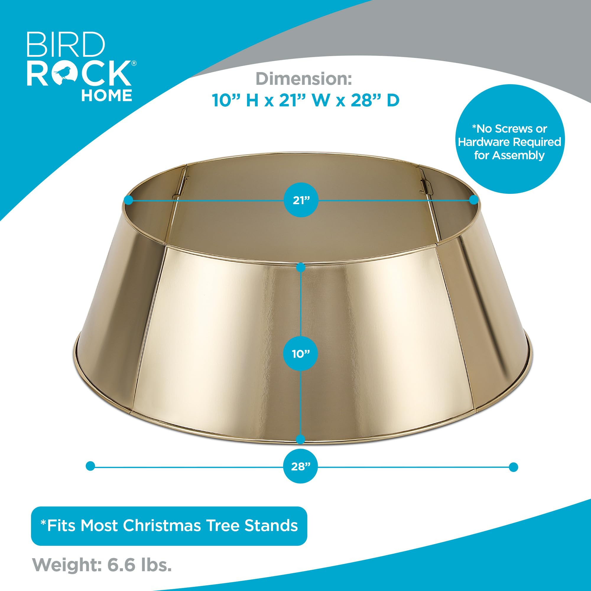 BIRDROCK HOME 4-Panel Christmas Tree Collar - Metal Holiday Skirt Decor - Water Base Protection f... | Amazon (US)