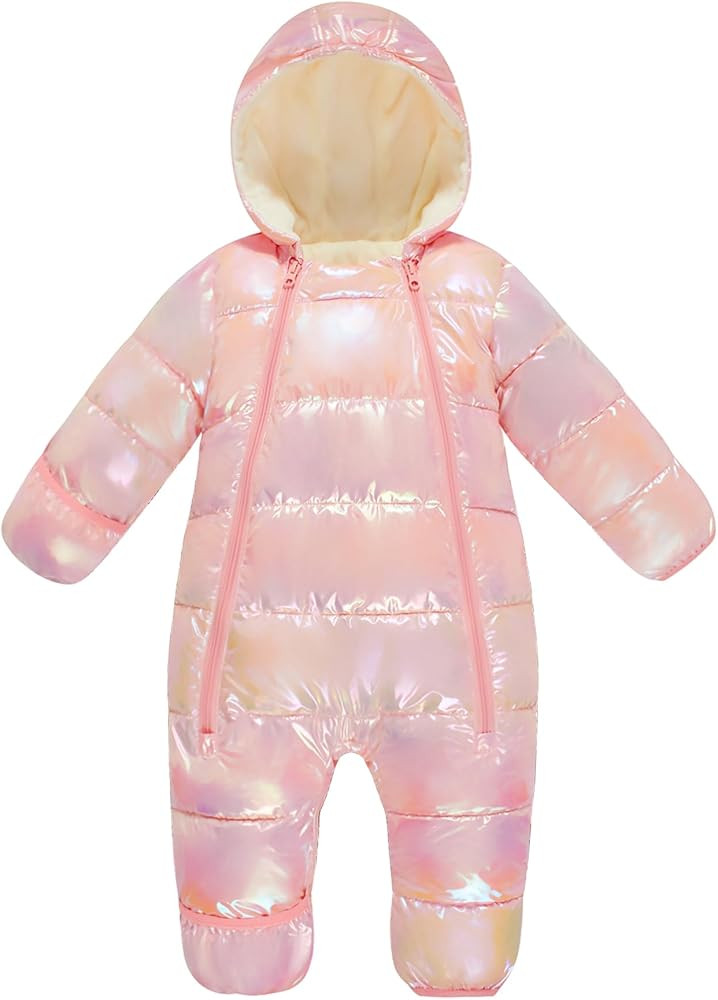 uideazone Baby Girls Boys Snowsuit Toddler Warm Hooded Snow Suit Infant Double Zipper Romper One ... | Amazon (US)