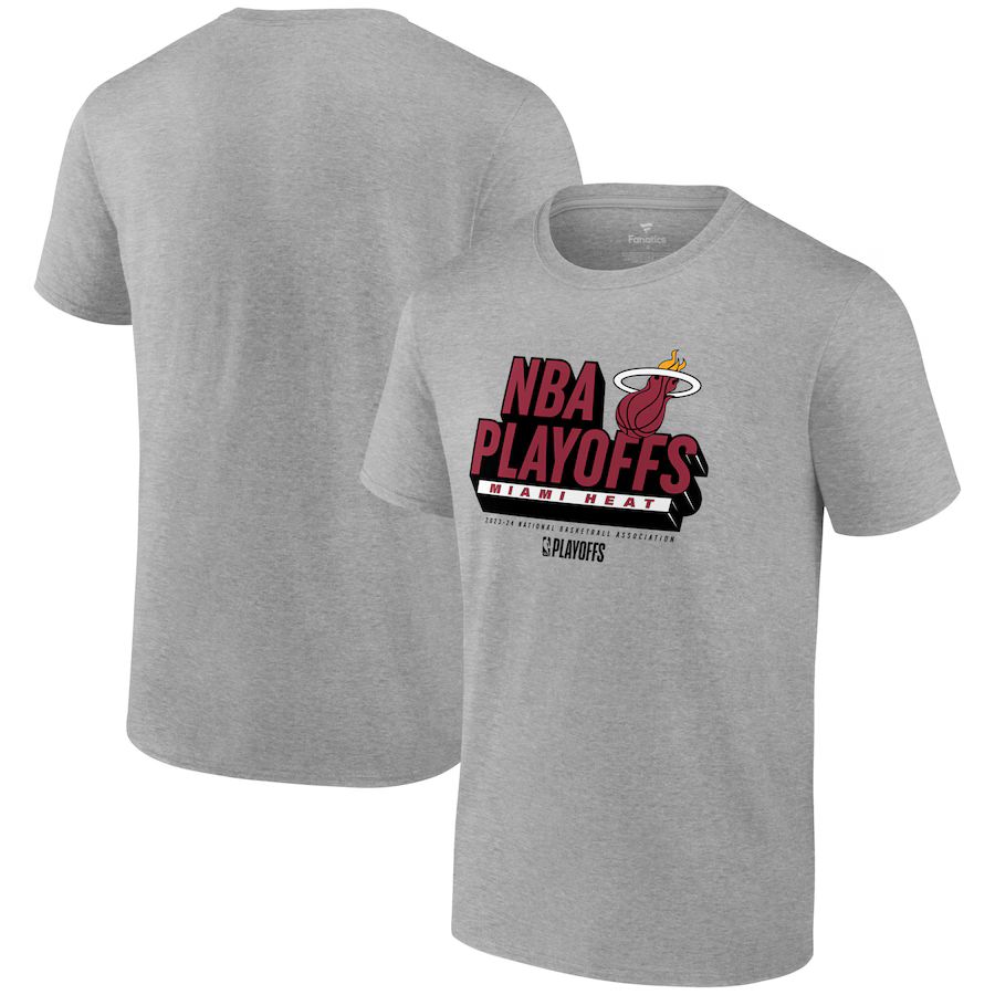 Miami Heat Fanatics Branded 2024 NBA Playoffs Defensive Stance T-Shirt - Heather Gray | Fanatics
