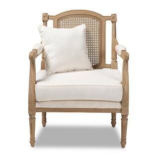 Baxton Studio Clemence Ivory and Oak Fabric Armchair 158-8849-HD - The Home Depot | The Home Depot